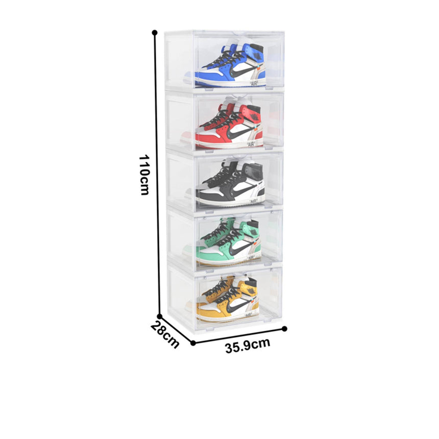 SOGA 5 Tier Shoe Organiser with Magnetic Door Clear - Image 03