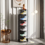 SOGA 6 Tier Shoe Organiser with Magnetic Door Black - Image 02