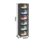 SOGA 6 Tier Shoe Organiser with Magnetic Door Black - Image 03