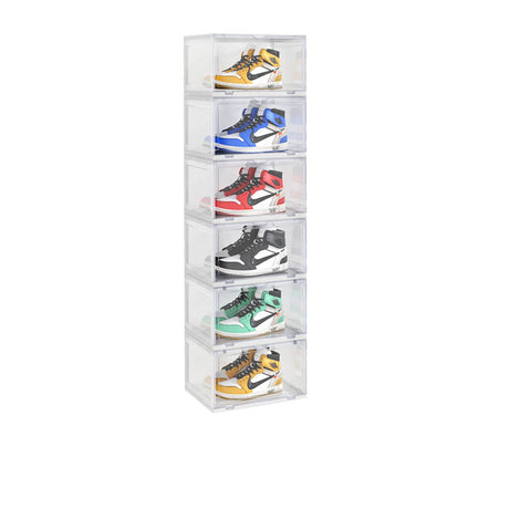 SOGA 6 Tier Shoe Organiser with Magnetic Door Clear - Image 01