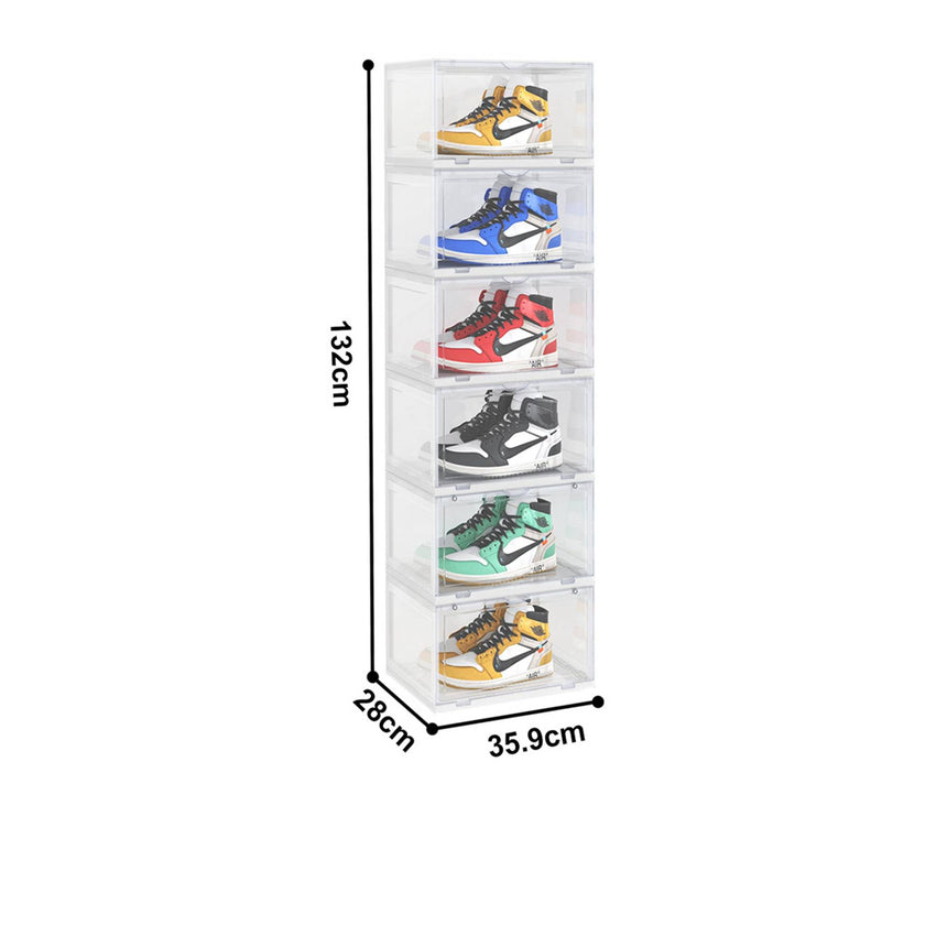 SOGA 6 Tier Shoe Organiser with Magnetic Door Clear - Image 03