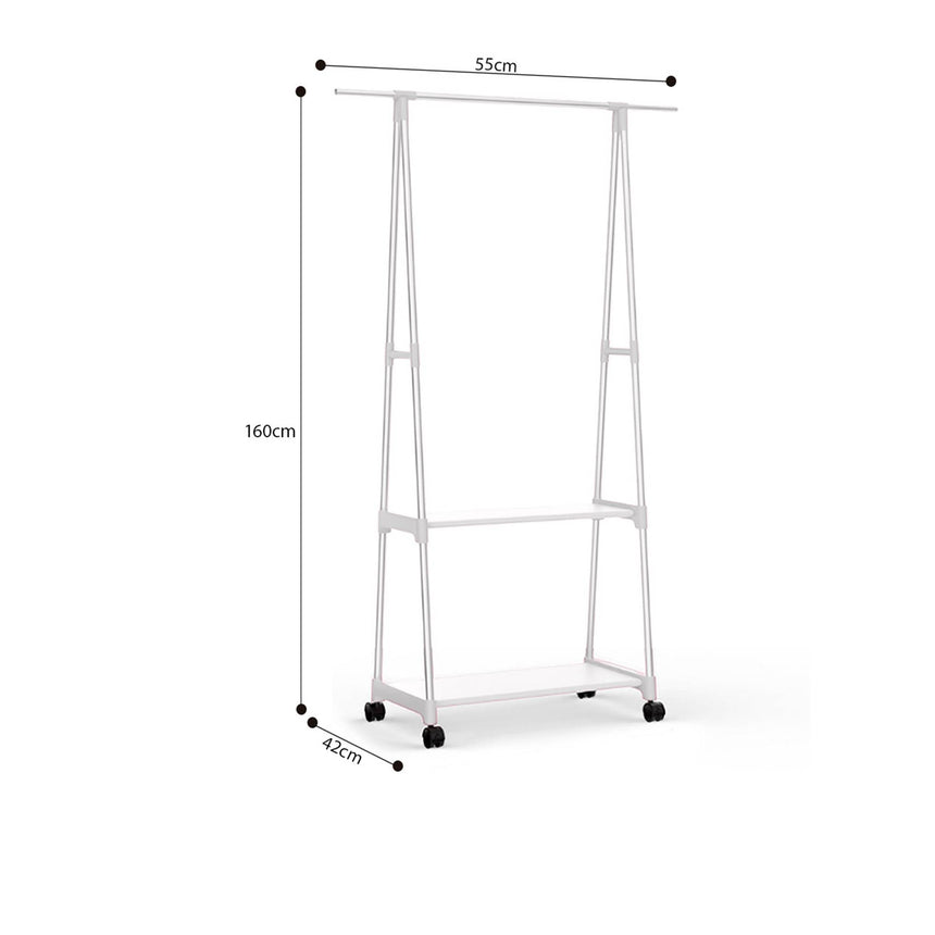 SOGA Clothes and Shoe Rack Organiser with Wheels White - Image 06