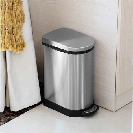 Soga Rectangular Pedal Bin 10L Silver - Image 02