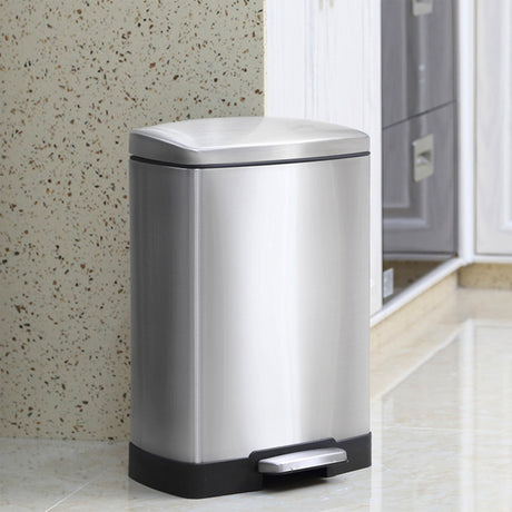 Soga Rectangular Pedal Bin 12L Silver - Image 02