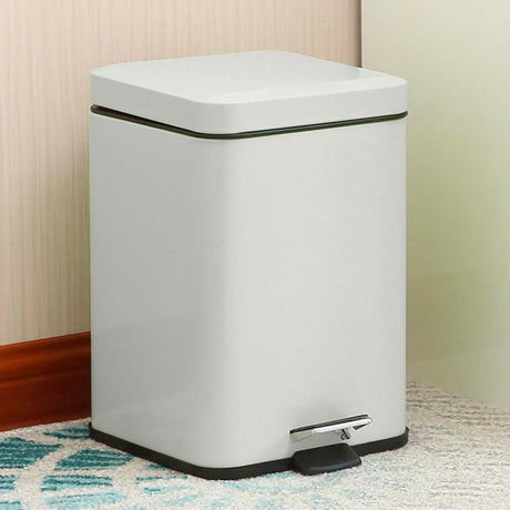 Soga Square Pedal Bin 12L White - Image 02