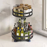 SOGA Round 2 Tier Countertop Seasoning Organiser Black - Image 02