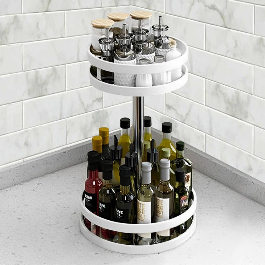 SOGA Round 2 Tier Countertop Seasoning Organiser White - Image 02