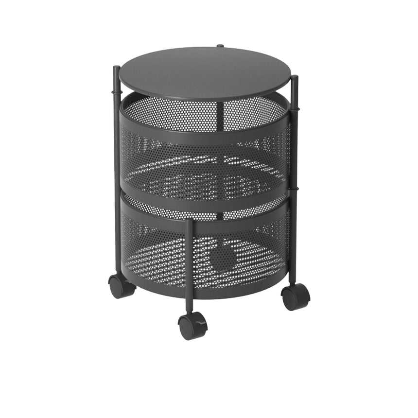 SOGA Round 2 Tier Steel Mesh Rotating Kitchen Cart - Image 01