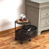 SOGA Round 2 Tier Steel Mesh Rotating Kitchen Cart - Image 03