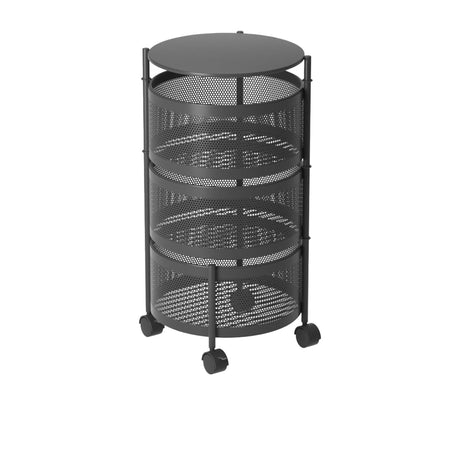 SOGA Round 3 Tier Steel Mesh Rotating Kitchen Cart - Image 01