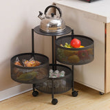 SOGA Round 3 Tier Steel Mesh Rotating Kitchen Cart - Image 03