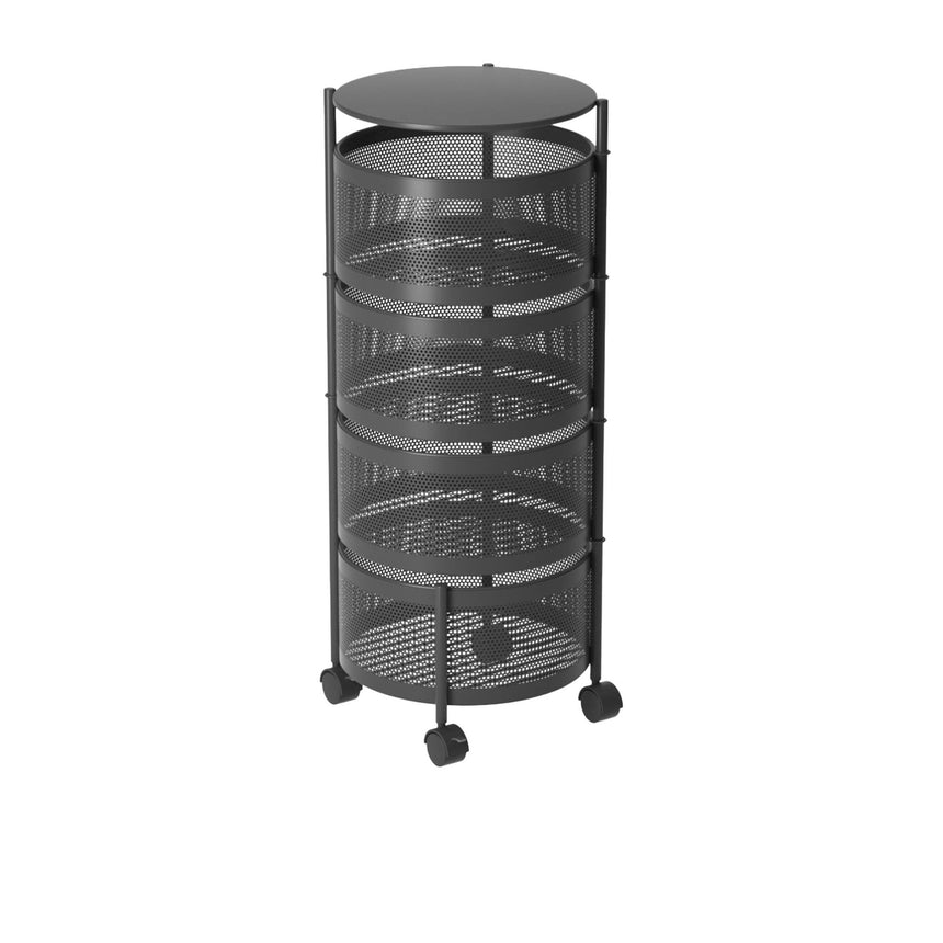 SOGA Round 4 Tier Steel Mesh Rotating Kitchen Cart - Image 01