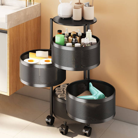 SOGA Round 4 Tier Steel Mesh Rotating Kitchen Cart - Image 02