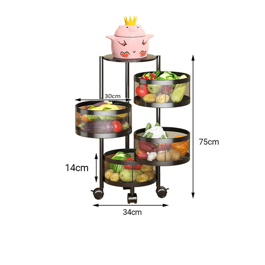 SOGA Round 4 Tier Steel Mesh Rotating Kitchen Cart - Image 04