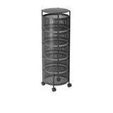 SOGA Round 5 Tier Steel Mesh Rotating Kitchen Cart - Image 01