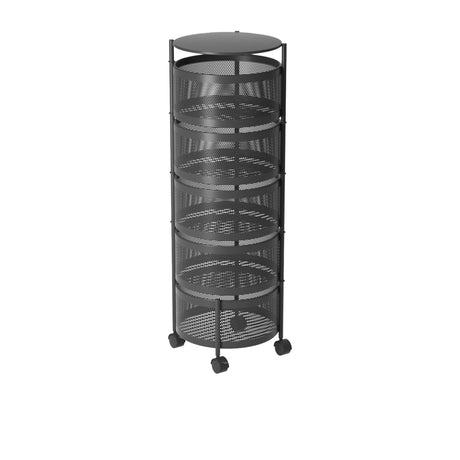 SOGA Round 5 Tier Steel Mesh Rotating Kitchen Cart - Image 01