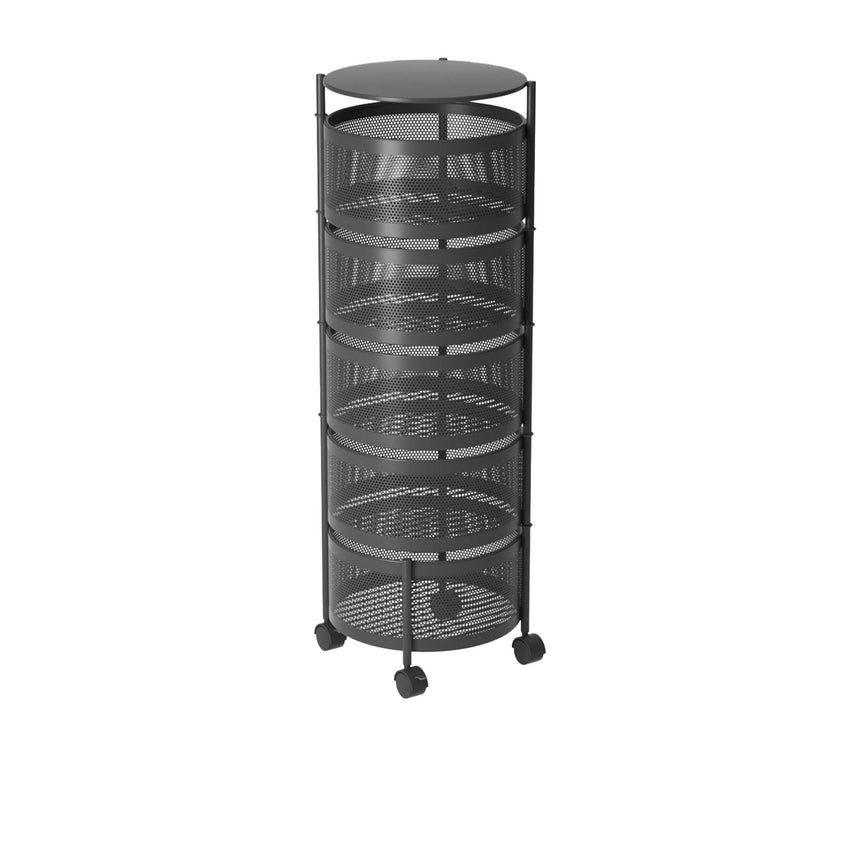 SOGA Round 5 Tier Steel Mesh Rotating Kitchen Cart - Image 01