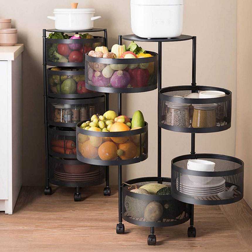 SOGA Round 5 Tier Steel Mesh Rotating Kitchen Cart - Image 02