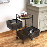 SOGA Square 3 Tier Steel Mesh Rotating Kitchen Cart - Image 04