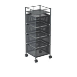 SOGA Square 4 Tier Steel Mesh Rotating Kitchen Cart - Image 01