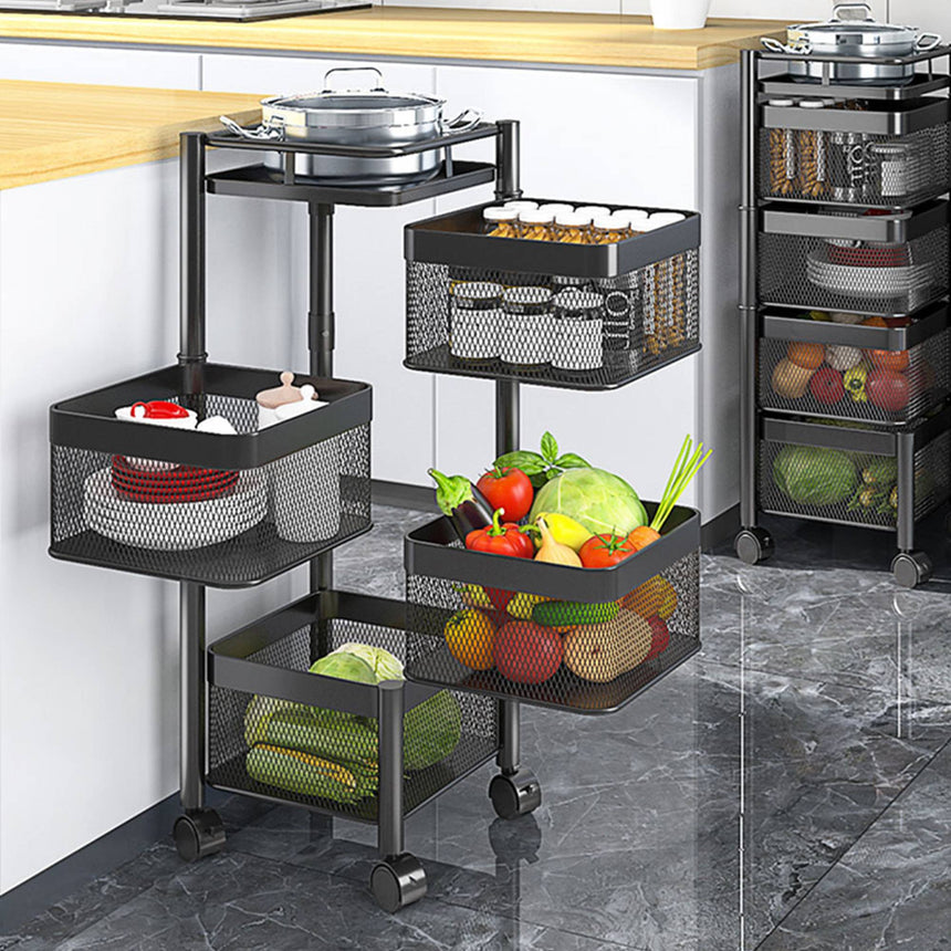 SOGA Square 4 Tier Steel Mesh Rotating Kitchen Cart - Image 03