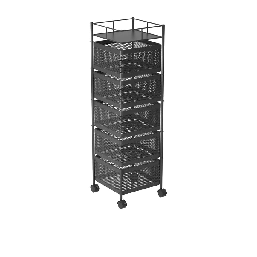 SOGA Square 5 Tier Steel Mesh Rotating Kitchen Cart - Image 01