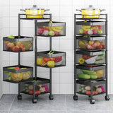 SOGA Square 5 Tier Steel Mesh Rotating Kitchen Cart - Image 03