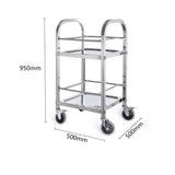 SOGA Square Stainless Steel 2 Tier Utility Cart 50cm - Image 02