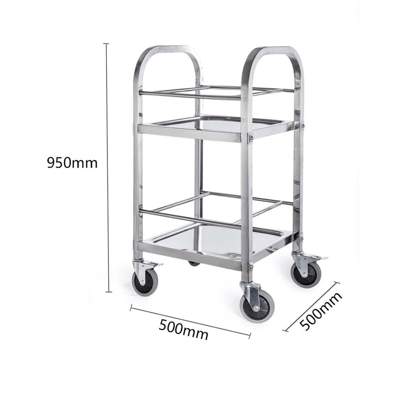 SOGA Square Stainless Steel 2 Tier Utility Cart 50cm - Image 02