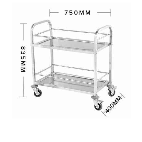 SOGA Stainless Steel 2 Tier Utility Cart 75x40cm - Image 02