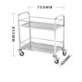 SOGA Stainless Steel 2 Tier Utility Cart 75x40cm - Image 02