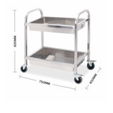 SOGA Stainless Steel 2 Tier Utility Cart 75x40x83cm - Image 02