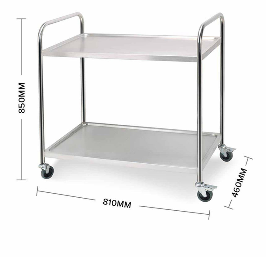 SOGA Stainless Steel 2 Tier Utility Cart 81x46cm - Image 02