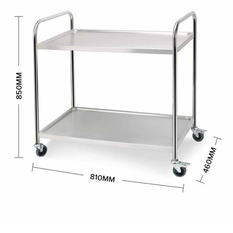 SOGA Stainless Steel 2 Tier Utility Cart 81x46cm - Image 02