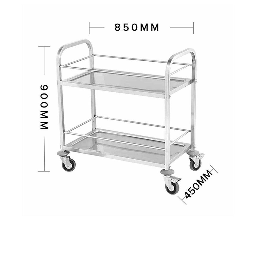 SOGA Stainless Steel 2 Tier Utility Cart 85x45cm - Image 02