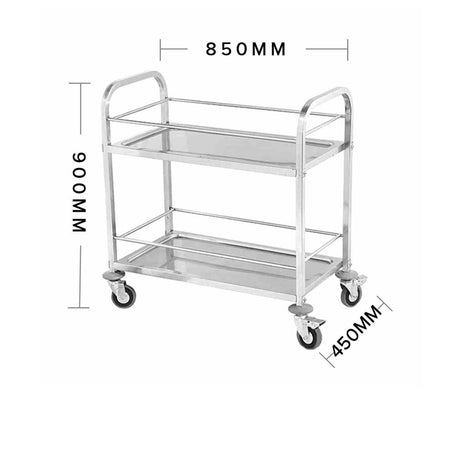 SOGA Stainless Steel 2 Tier Utility Cart 85x45cm - Image 02