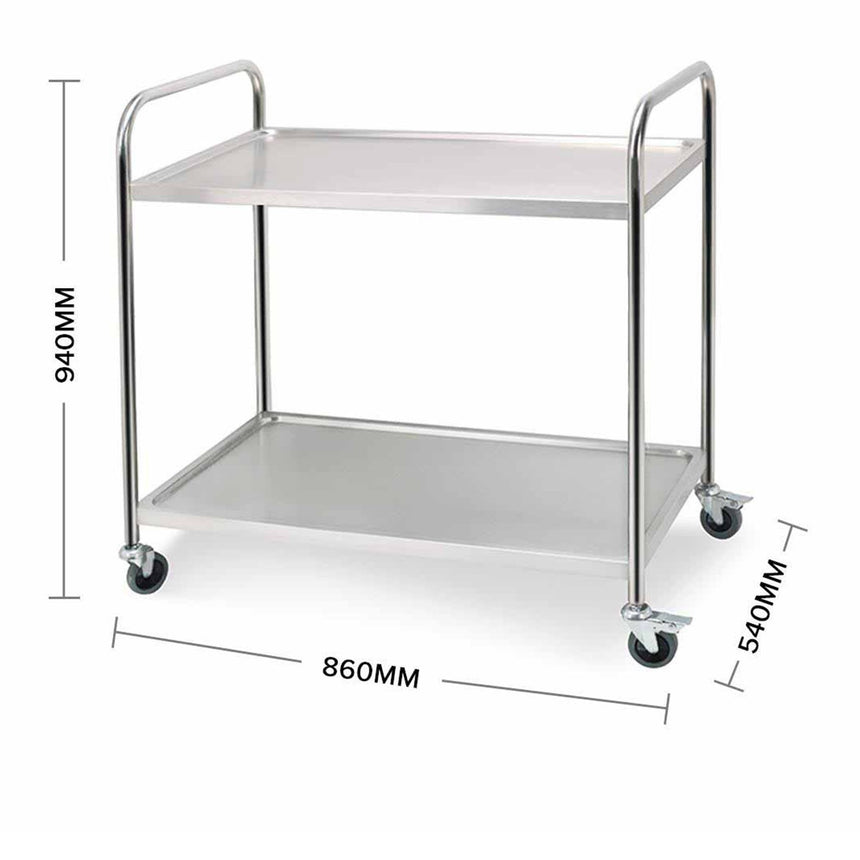 SOGA Stainless Steel 2 Tier Utility Cart 86x54cm - Image 02