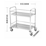 SOGA Stainless Steel 2 Tier Utility Cart 95x50cm - Image 02