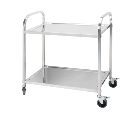 SOGA Stainless Steel 2 Tier Utility Cart without Railings 85x45cm - Image 01