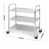 SOGA Stainless Steel 3 Tier Utility Cart 75x40cm - Image 02