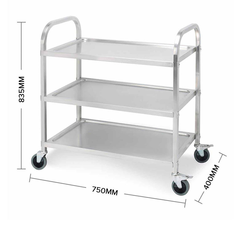 SOGA Stainless Steel 3 Tier Utility Cart 75x40cm - Image 02