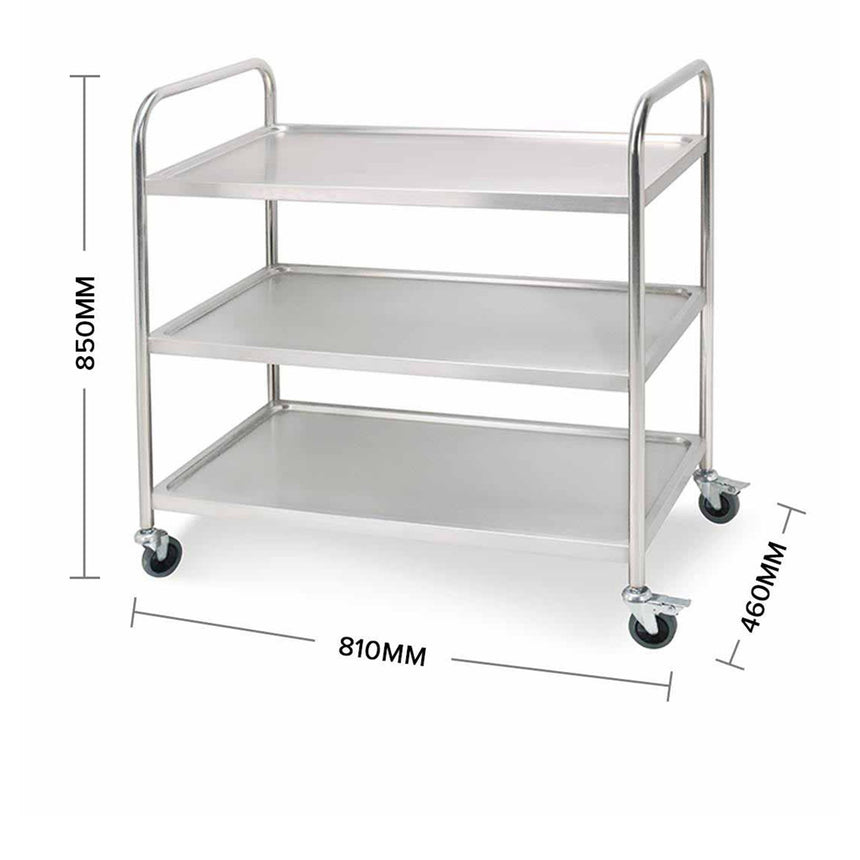 SOGA Stainless Steel 3 Tier Utility Cart 81x46cm - Image 02