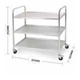 SOGA Stainless Steel 3 Tier Utility Cart 81x46cm - Image 02