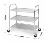 SOGA Stainless Steel 3 Tier Utility Cart 85x45cm - Image 02