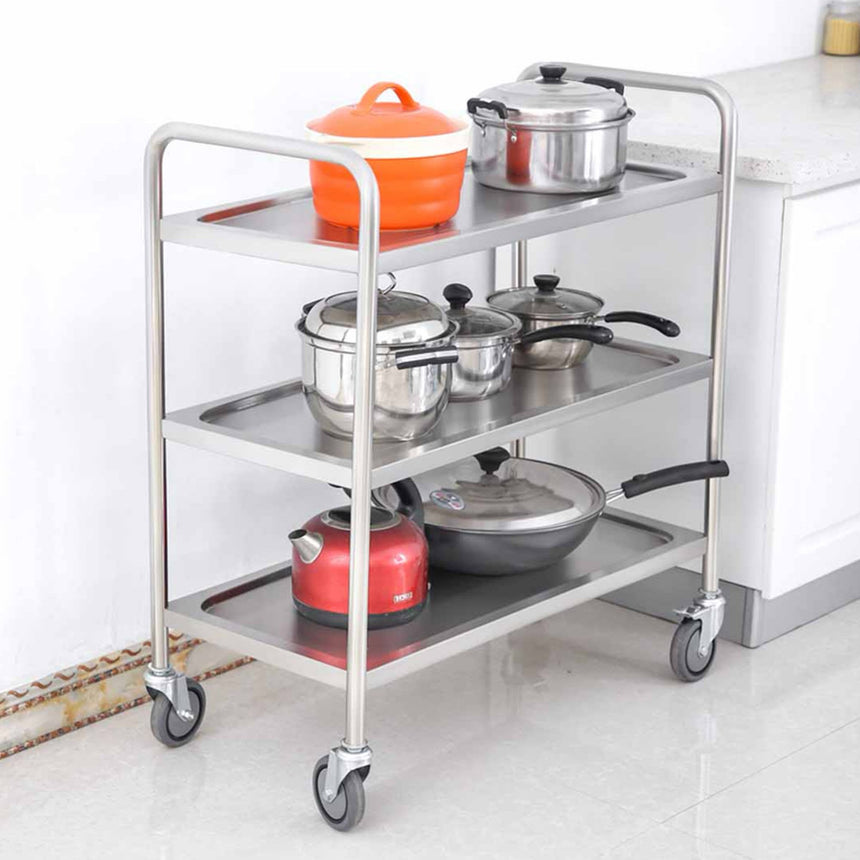 SOGA Stainless Steel 3 Tier Utility Cart 86x54cm - Image 03