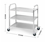 SOGA Stainless Steel 3 Tier Utility Cart 95x50cm - Image 02