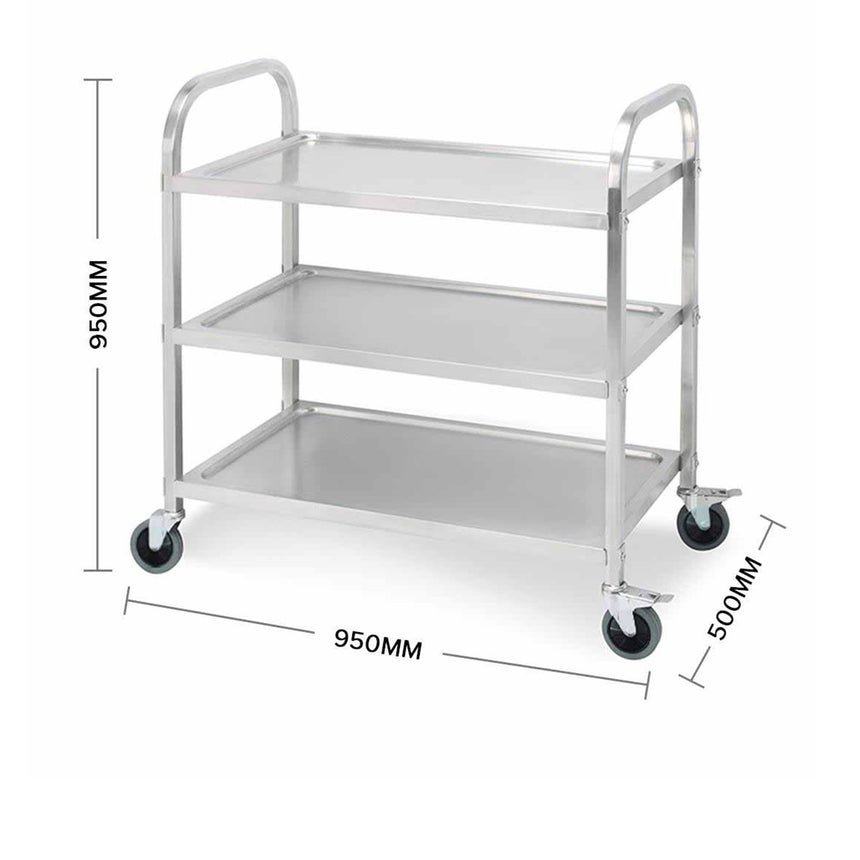 SOGA Stainless Steel 3 Tier Utility Cart 95x50cm - Image 02