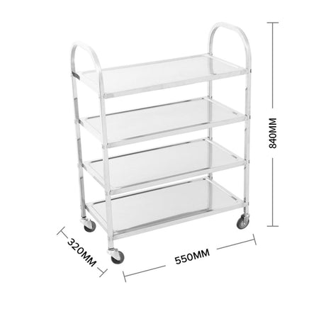 SOGA Stainless Steel 4 Tier Utility Cart 55x32cm - Image 02