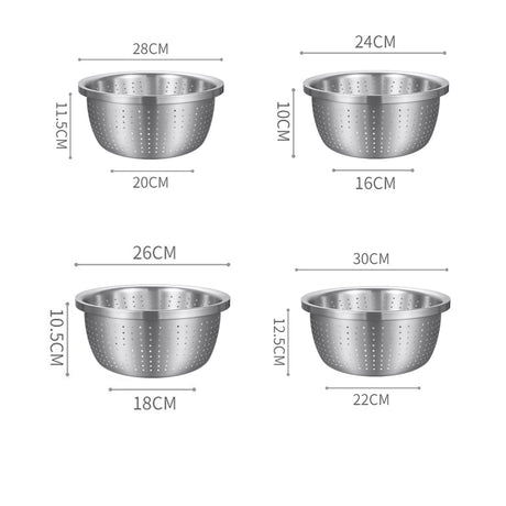 SOGA Stainless Steel Nesting Basin Colander Set 4pc - Image 02