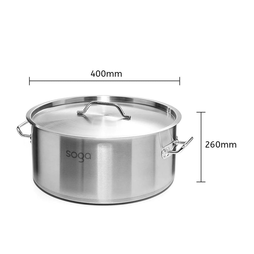 SOGA Stainless Steel Stockpot 40cm - 32L - Image 05